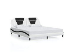Maison Exclusive - Estructura De Cama Viana Sin Colchón Cuero Sintético Blanco Y Negro