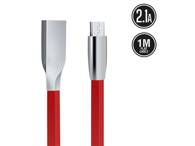 Cable MUVIT Twist (USB - MicroUSB - 1 m - Rojo) — USB - MicroUSB | 1 m