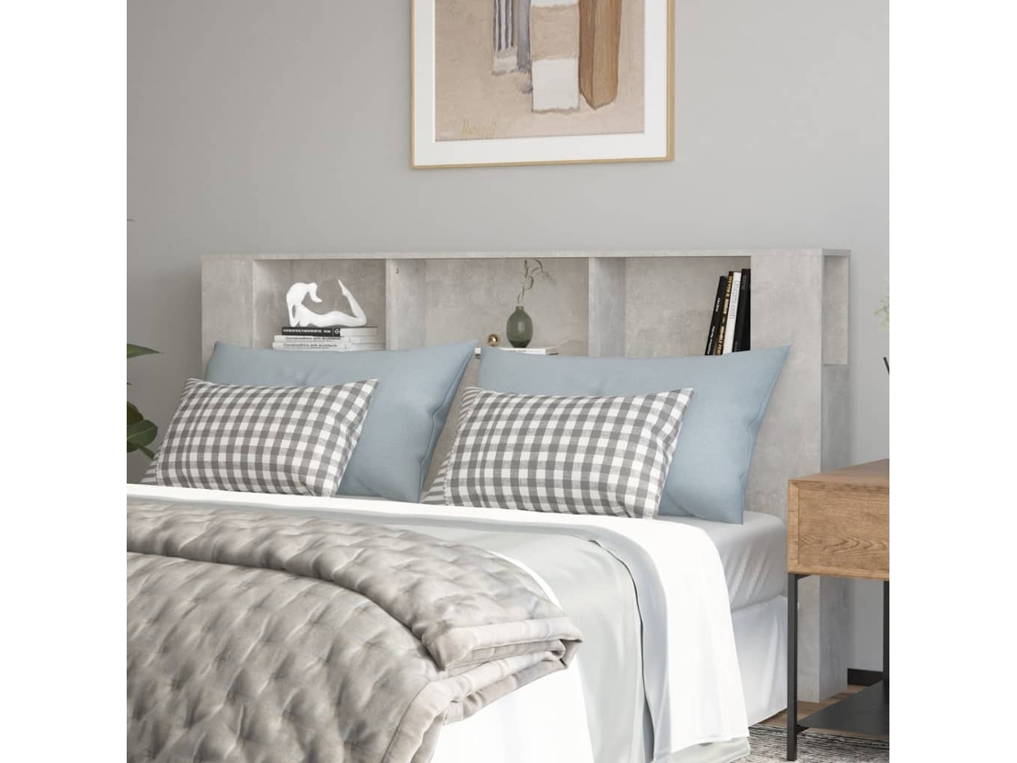 Mueble Cabecero Gris Hormigón 180x18,5x104,5 Cm