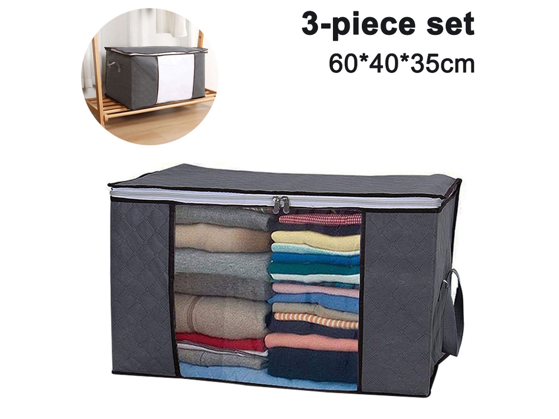 EIOORORRIY 3 sacos em De Armazenamento Para Roupas, Grande Capacidade, Organizador Para Guarda-roupa Com Alça Reforçada, a Janela Transparente E Zíper Resistente