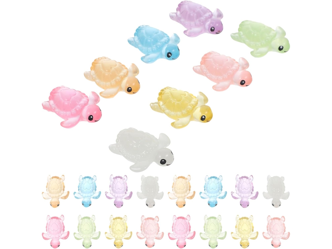 Kichouse Juego De 32 Figuras Miniatura De Tortugas De Resina, Luminosas, Para Decoración De Jardín Y Hogar, Con Mano De