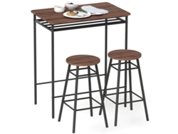 Mesa De Cocina Alta Con 2 Taburetes, Estilo Industrial.