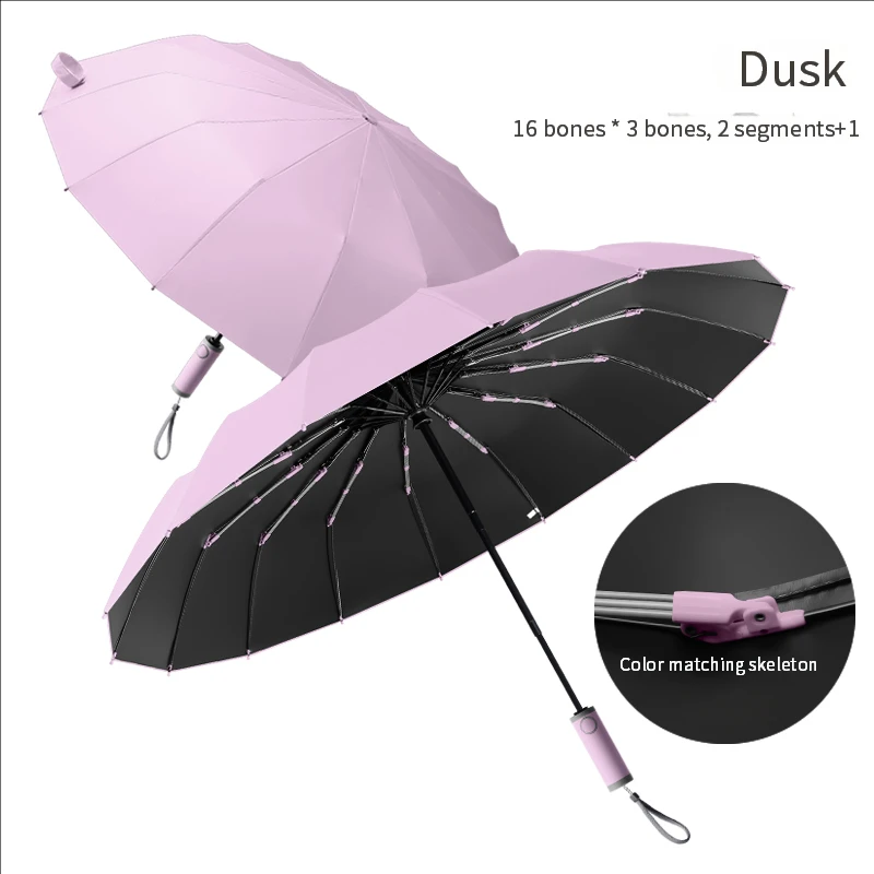 (taro Purple 16k) Sombrilla Grande Automática De 16 Varillas, Sombrilla De Doble Uso.