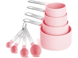 Juego De Taza Y Cuchara Medidora, 8 Cucharas Medidoras Clásicas De Acero Inoxidable Con Cabezal De Plástico Para Ingredientes Secos Y Líquid