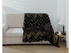 Manta con Estampado Geométrico Negro 220*240cm-BOD HOME
