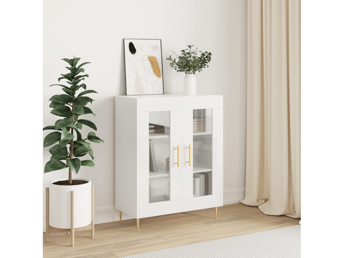 Aparador De Madera Contrachapada Blanco Brillante 69,5x34x90 Cm
