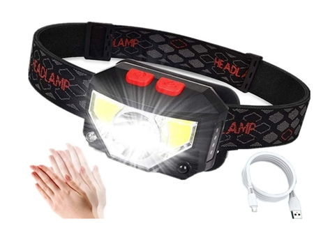 Linterna frontal recargable, Chronos Lantern-0134 Linterna frontal LED impermeable súper brillante y liviana con 6 modos de luz (negro) YIZHOOD