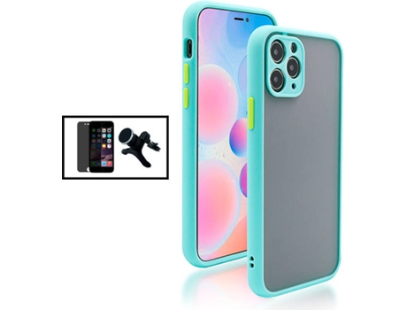 Kit Carcasa + Protector de Pantalla Privacidad + Soporte Magnético con Pernas iPhone SE 2022 G4M Azul Claro
