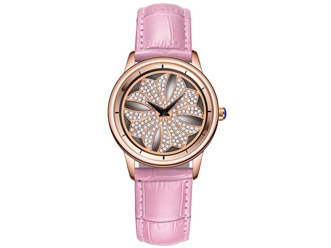 Reloj De Pulsera Sanda Para Mujer Con Diamantes De Imitación Rosas, Resistente Al Agua Hasta 30 M, Cuarzo.