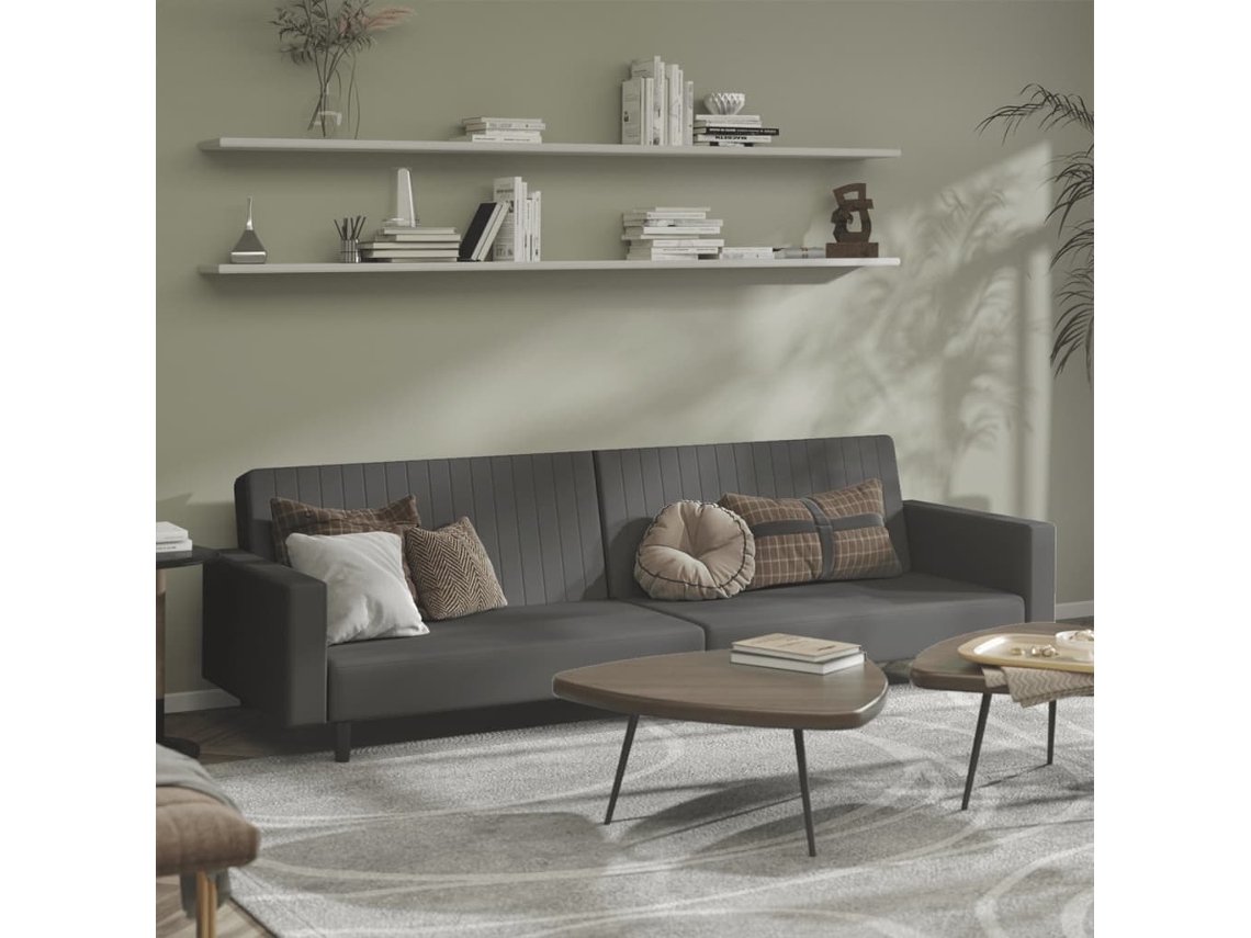 Sofá Cama Moderno Oscuro Lovely Home Madera Terciopelo Gris (220x84.5x69cm)