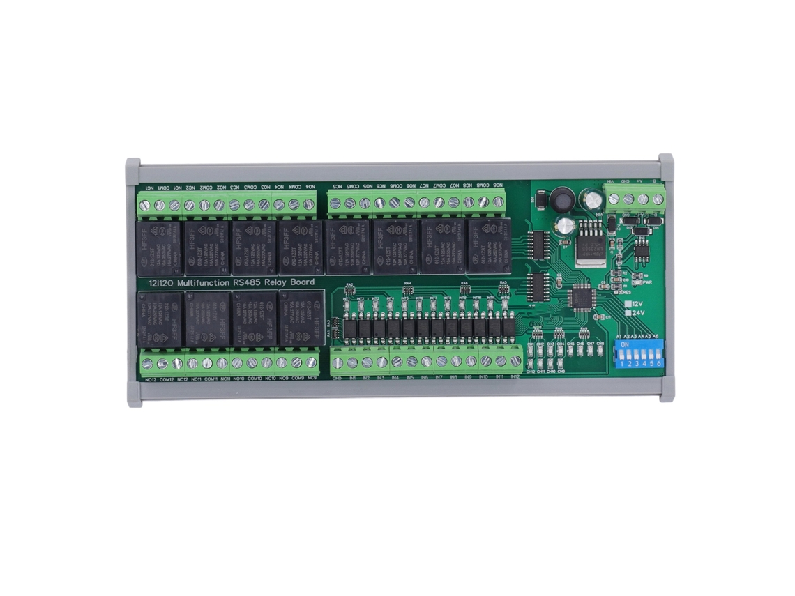 Módulo Relé Rs485 12 Canales Placa Pcb Din Rail Control Industrial 24v Componentes Accesorios