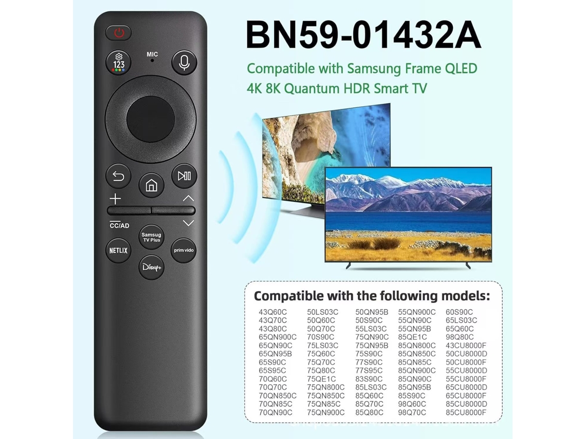 Samsung Bn59-01432a Control Remoto De Voz Solar Negro Compatible Con Smart Tv Qled 4k 8k