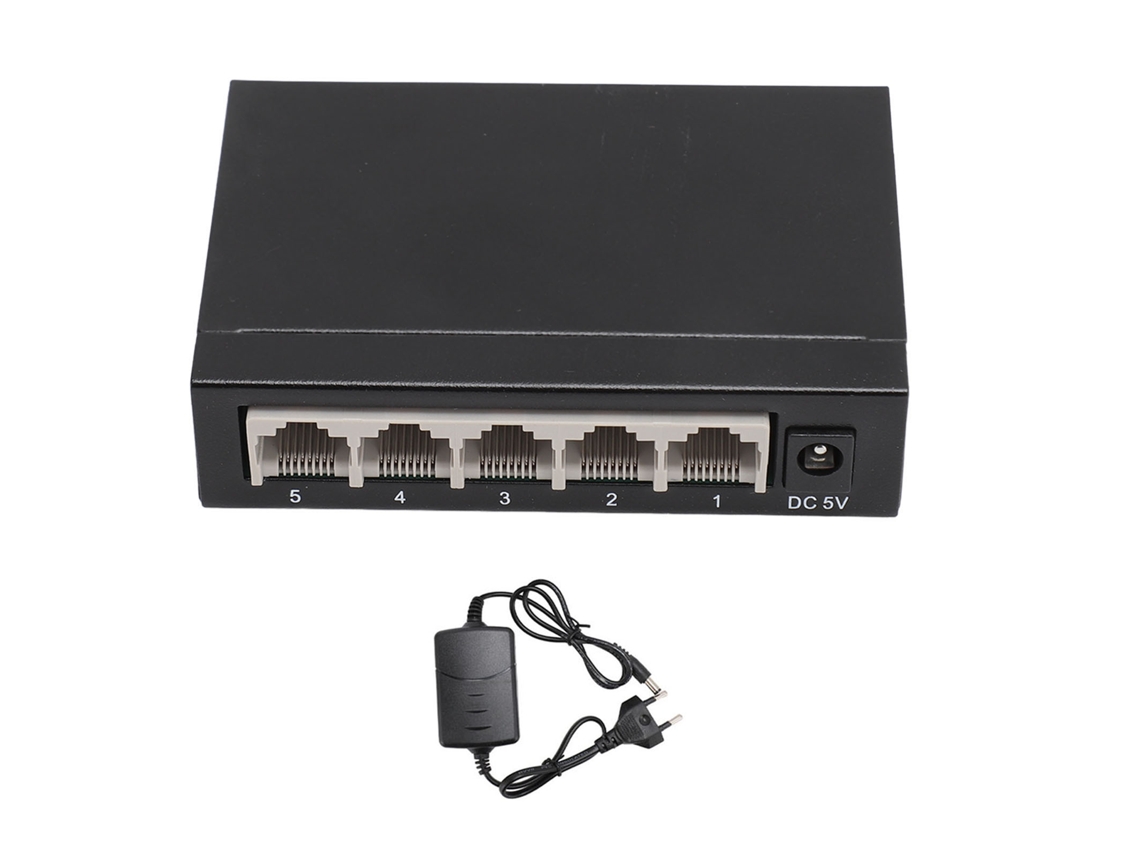 Switch Ethernet 5 Puertos Gigabit Splitter Hub Red Plug And Play Metal 100-240v Plug Eu