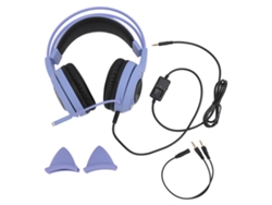 Auriculares Gaming Con Orejas De Gato De 3.5 Mm, Supraaurales, Estéreo, Reducción De Ruido Y Micrófono, Morados