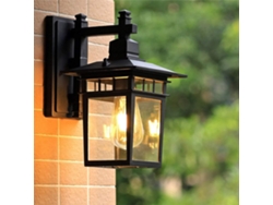 Aplique de pared exterior vintage de aluminio negro y cristal IP23, 18 x 23 x 31 cm