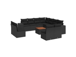 Maison Exclusive - Set De Sofás De Jardín 12 Piezas Cojines Ratán Sintético Negro