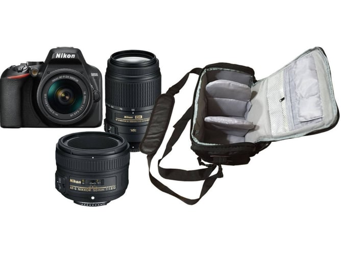 Kit Cámara Réflex NIKON D3500 + AF-P DX 18-55mm VR + AF-S DX 55-300mm G ED VR + AF-S 50mm f/1.8G