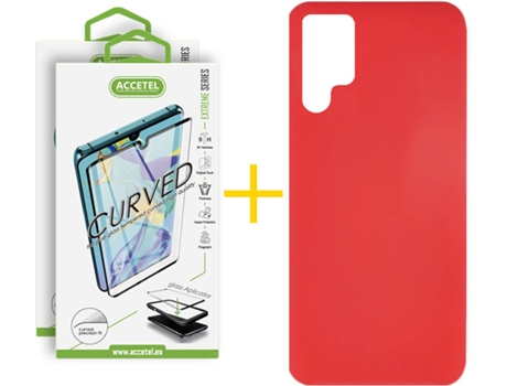 Carcasa + 2 Protectores de Pantalla para Samsung Galaxy S22 Ultra 5G ACCETEL Rojo