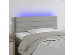 Cabecero con luces LED, tela, 80x5x78/88 cm, gris claro