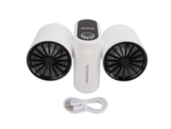 Ventilador Portátil De Cintura Con Dos Cabezales, 3 Velocidades, Luz Turbo, Batería De 8000 Mah, Blanco.