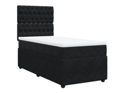 Maison Exclusive - Cama Box Spring Con Colchón Cuero Sintético Negro 90x190 Cm