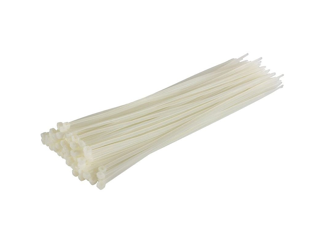 100 Cables De Fijación, Blancos, 370 Mm X 4,8 Mm, Nailon Pa 6.6 De Primera Calidad, Resistencia De 22,2 Kg.