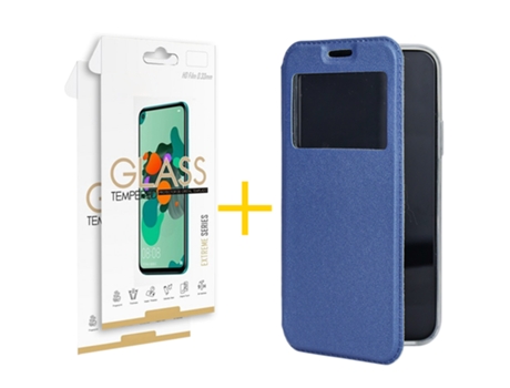 Pack 2 X Película de Vidrio Templado 2.5D Funda GANDY por Samsung Galaxy A41 Flip Cover GANDY Azul GANDY