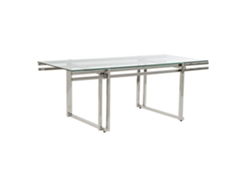 Mesa Centro Inox Cristal Plateado 120x60x45cm