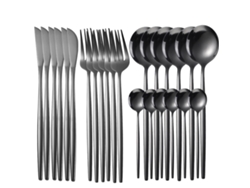 Conjunto de Talheres de Aço Inoxidável 24 Peças para Restaurante Familiar-Preto GERTIZ