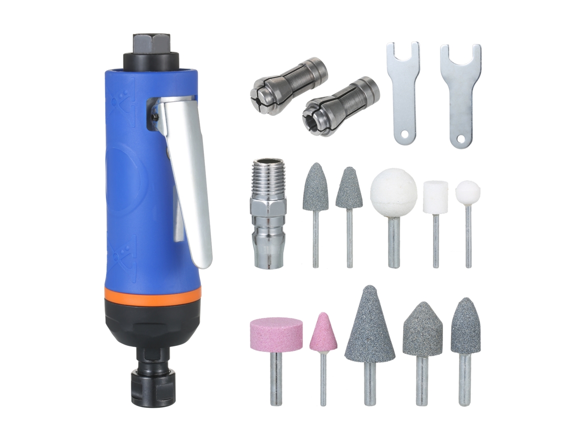 Kit De Lijadora Neumática De Alta Velocidad De 20000-22000 Rpm Con 10 Cabezales (3 Y 6 Mm)