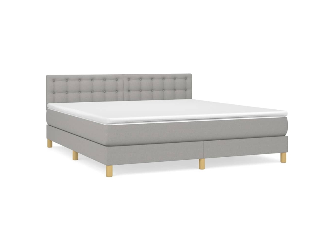 Maison Exclusive - Cama Box Spring Con Colchón Tela Gris Claro 160x200 Cm
