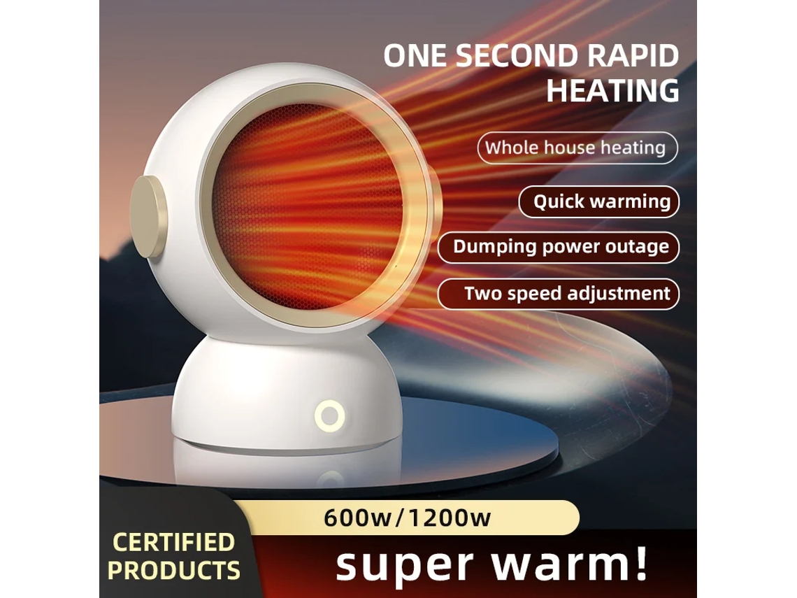 Calentador de mesa eléctrico de 1200 W con calentamiento instantáneo, calentador portátil con ventilador Mdug