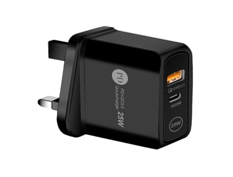 PD25W 5V/5A Cargador de teléfono Puerto dual QC3.0 Carga rápida Enchufe del Reino Unido Cabezal de carga tipo C Mini adaptador de corriente para au...