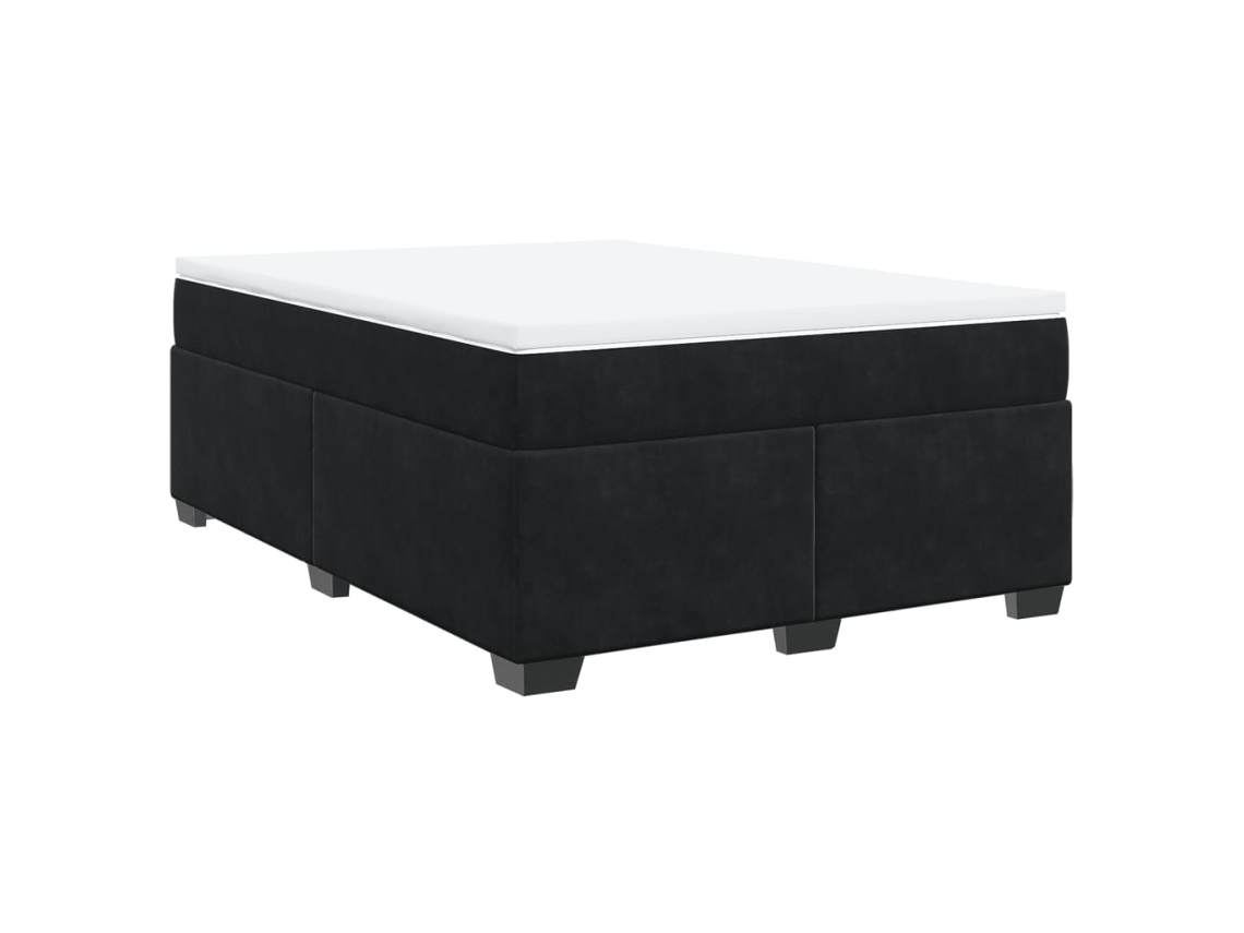 Maison Exclusive - Cama Box Spring Con Colchón Terciopelo Negro 140x200 Cm