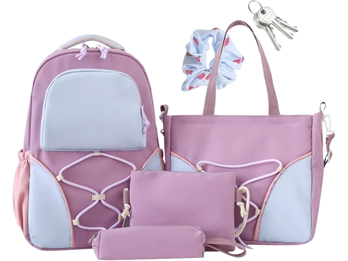 Mochila escolar VAYOTOY de 4 piezas con gran capacidad y estuche para lápices