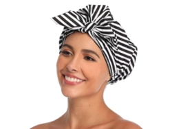 Gorro De Ducha Reutilizável Para Mulher Com Design De Lenço, Elástico E Impermeável, Ideal Para Cabelo Longo, Preto