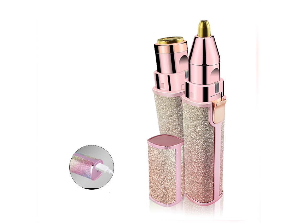 Depiladora Facial Eléctrica 2 En 1 Para Mujer, Recargable Usb, Afeitadora Trimmer Para Cejas Y Pelo Corporal Rosa