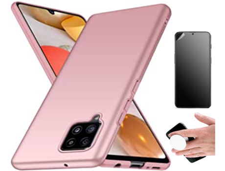 Kit Carcasa Y Protector Samsung A42 5G Ultimatte Turtleshell Y Popsocket Rosa