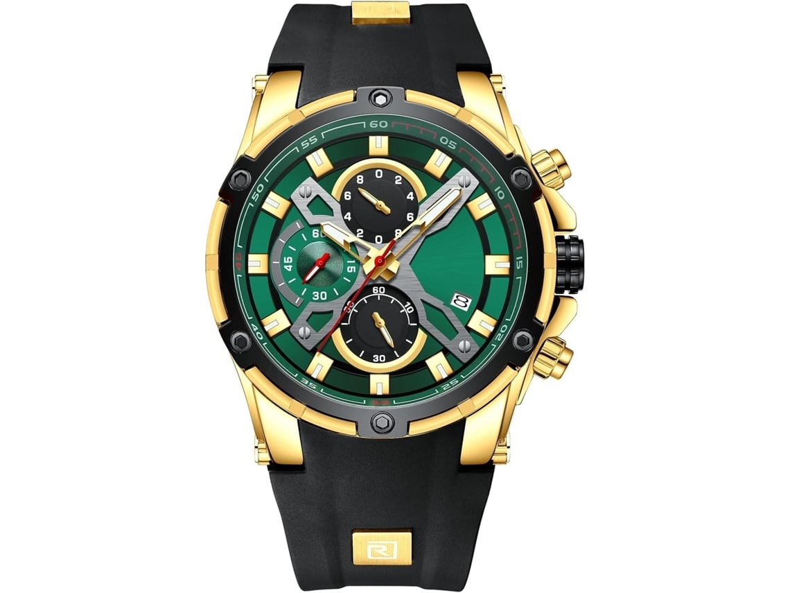 Relojes Correa De Silicona Resistente Al Agua Fecha Cronógrafo Reloj De Pulso Ouroyuysan