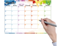 Calendario de nevera con pizarra blanca y superficie para escribir/borrar, planificador mensual.