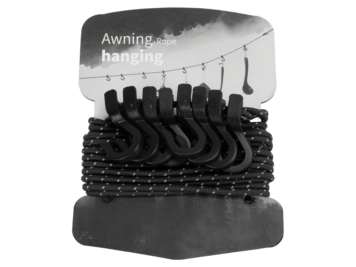 Tendedero Portátil Ajustable Para Exteriores Con Ganchos Antivuelco Y Cable De Acero Reflectante - Negro