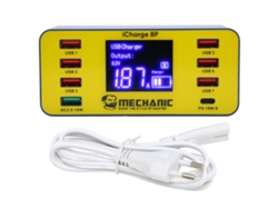 Estação De Carregamento Usb Digital 8 Portas 60w Com Qc3.0 E Pd Para Smartphone E Tablet Plugue Eu 100‑240v