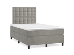 Cama Box Spring Colchón Y Led Terciopelo Gris Claro 120x190 Cm