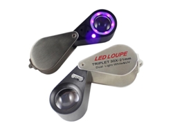 2026-lupa Joyería 10/20/30x Con Led Uv Lente Triplete Acolorático 21mm Vidrio Óptico Aluminio