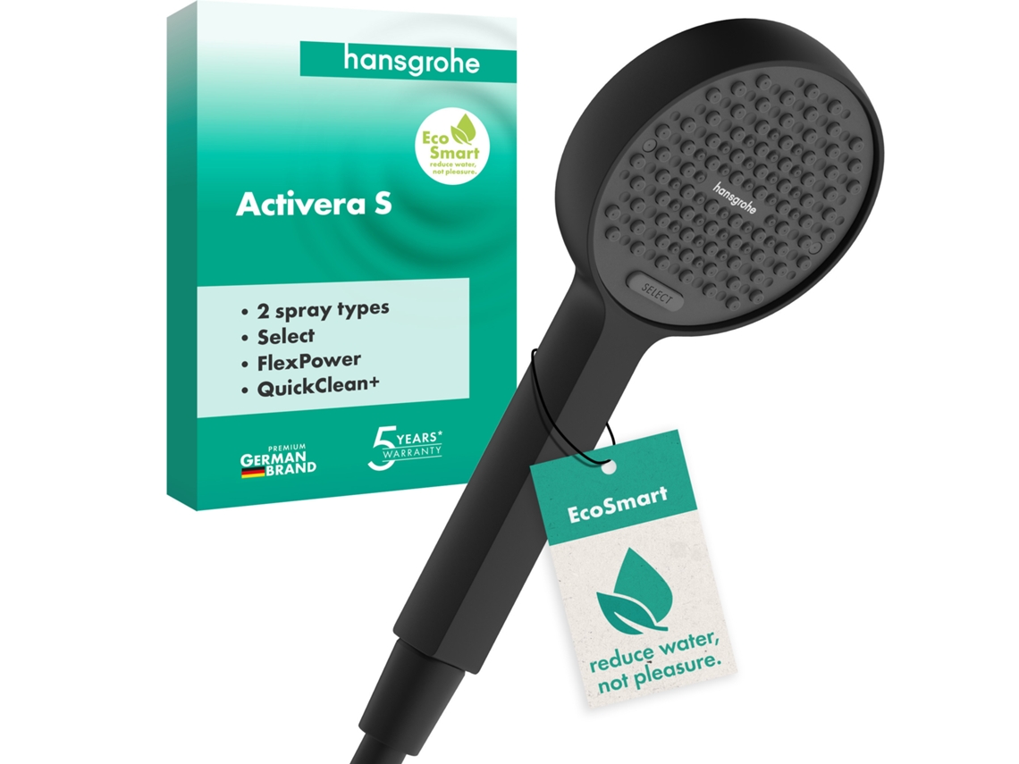 Ducha de mano Hansgrohe Activera Select S 95, 2 modos de ducha, Ecosmart, 28033670, Color: Negro mate