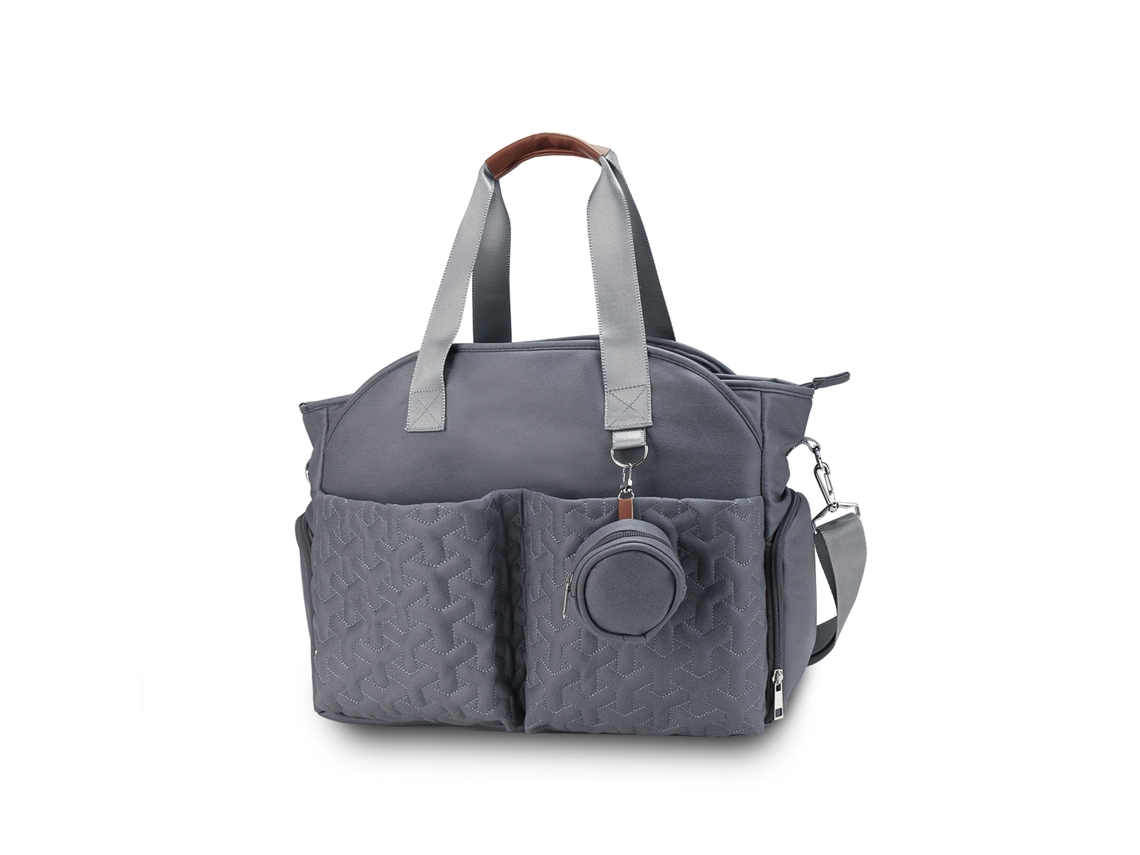 Bolsa para extractor de leche, bandolera, pañalera con correa para pezones, para mamás y bebés en movimiento. Yunzii gris oscuro.