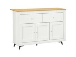 Aparador de madera ZENCORE SERVICES con 2 cajones, 2 armarios, 117x35x80cm, blanco y madera.