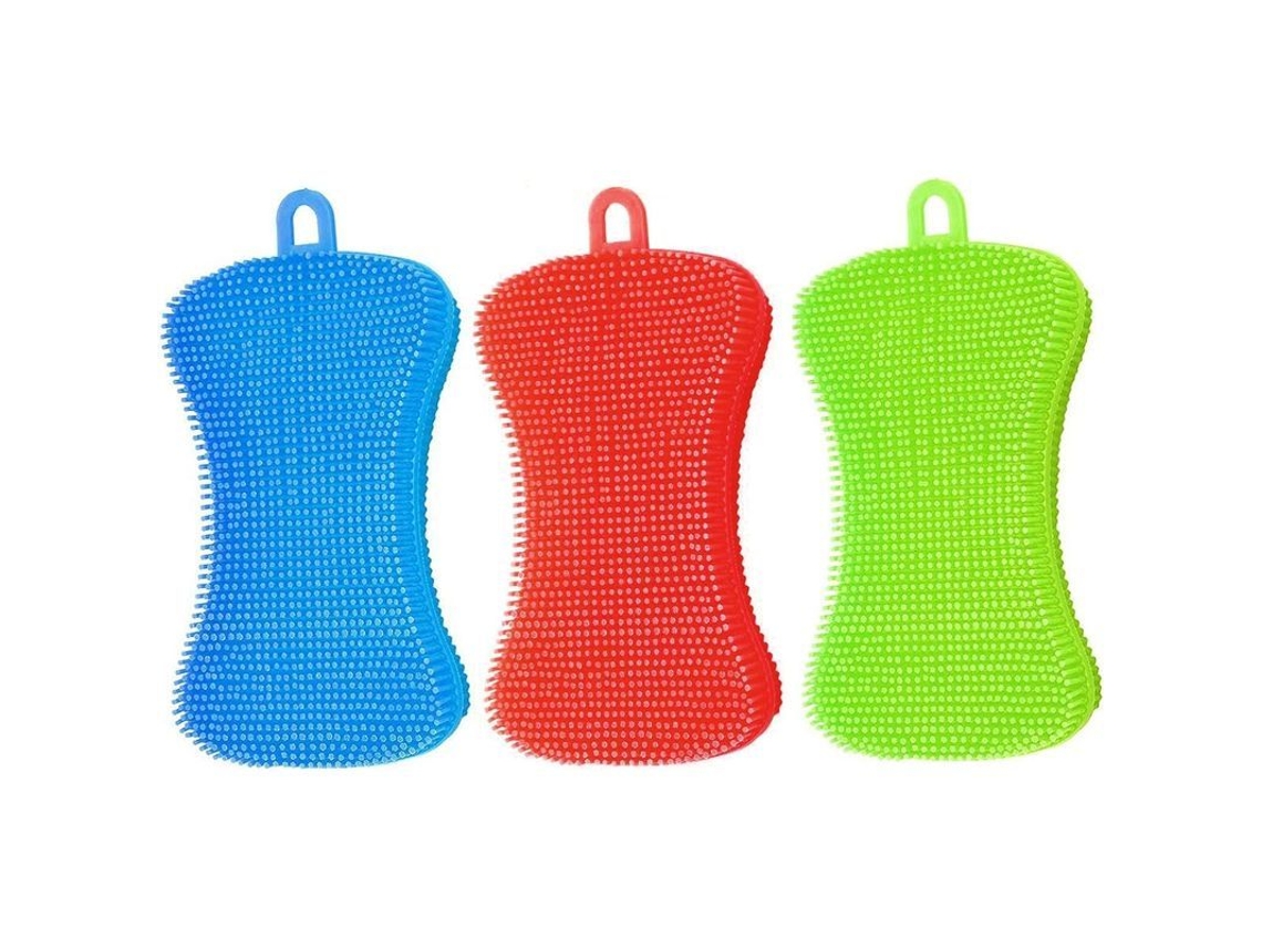 3 Esponjas De Silicona Reutilizables De Grado Alimenticio Con Dos Caras Para Limpieza Multifuncional.