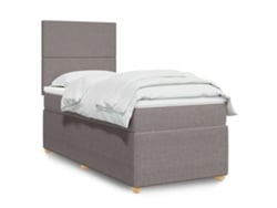 Cama Box Spring Con Colchón Tela Gris Taupe 90x200 Cm