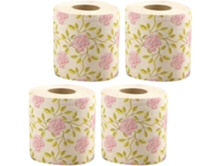 4 Rollos De Papel Higiénico Decorativos De Pulpa De Bambú Con Delicados Diseños Rosas, Para Fiestas Y